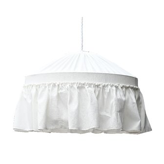 Lniana lampa wisząca retro biała z falbaną Carolin
